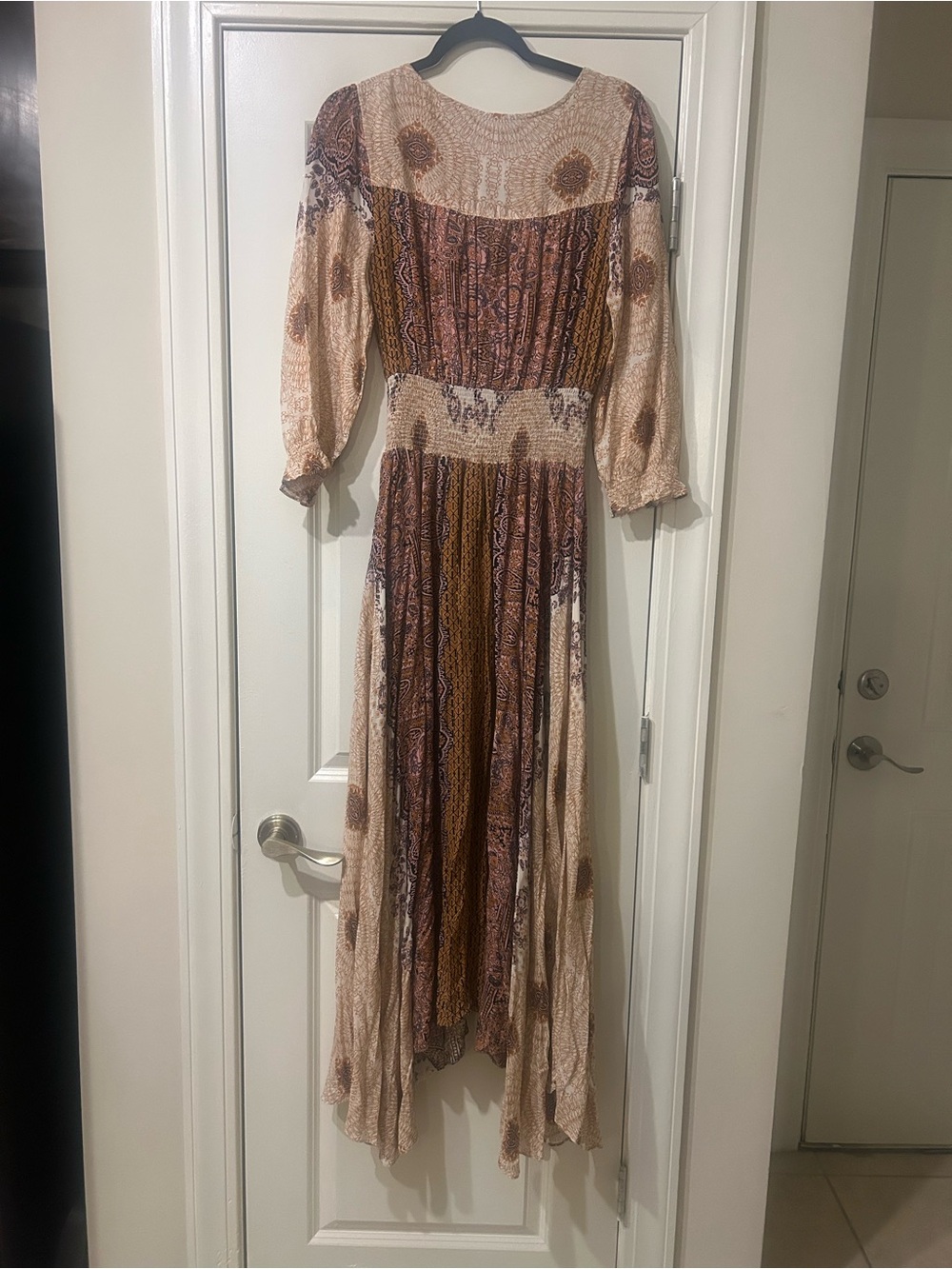 Free People Boho Paisley Maxi Dress in Beige, Brown and Rust - Picture 5 of 6